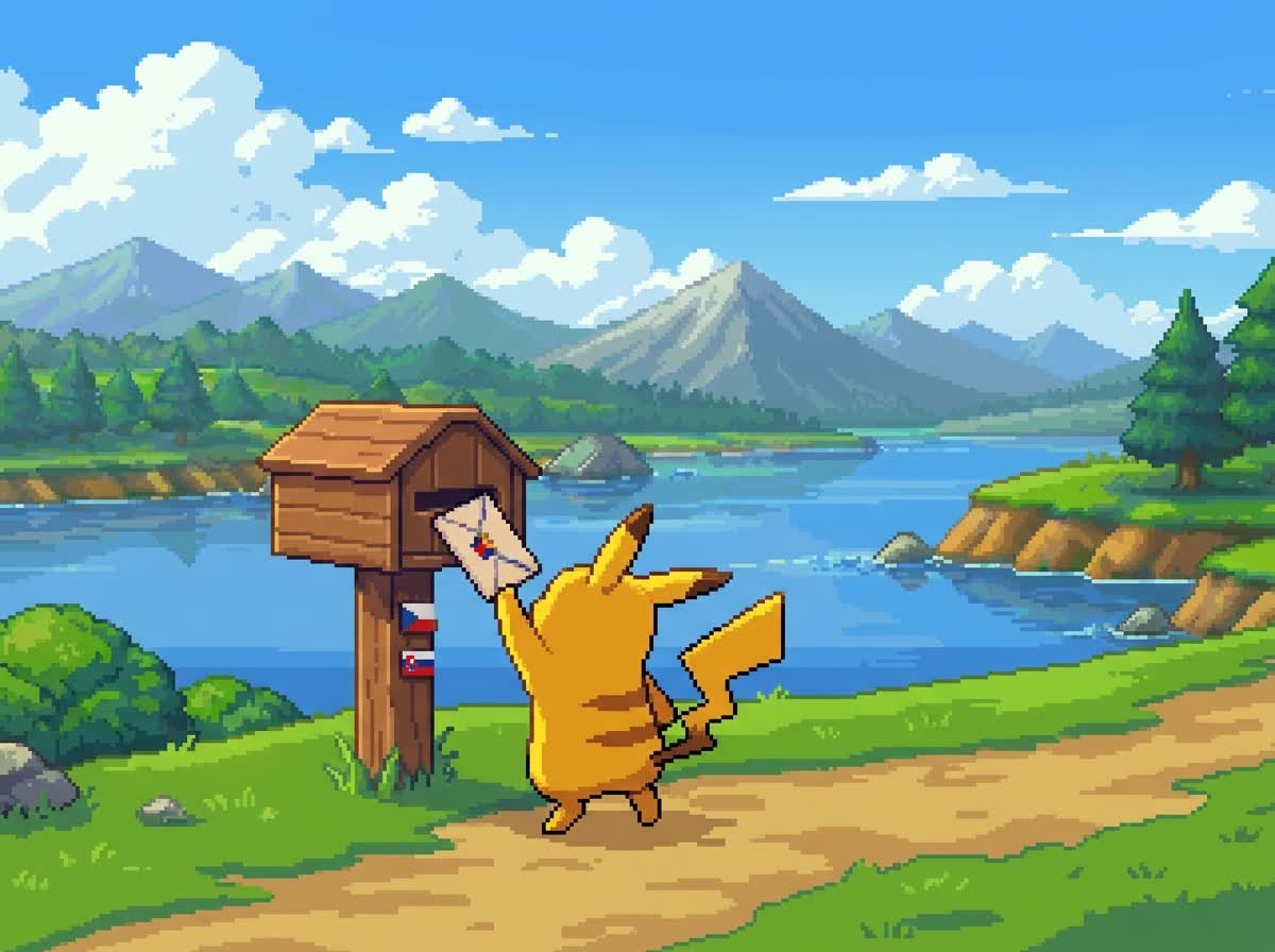 Pixel-art poštová schránka, newsletter zo skupiny